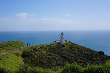 Fototapeta na wymiar Cape Reinga Lighthouse is popular tourist destination in the northern point of New Zealand
