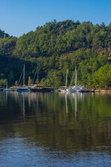 Scenic view of boats in Kizkumu Marmaris Turkey