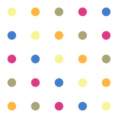 Polka Dot Pattern. Yellow, Orange, Beige, Pink and Blue Color Dot on white background. Seamless Background for graphic design, fabric, textile, fashion. Color Trend 2022. Spring - Summer