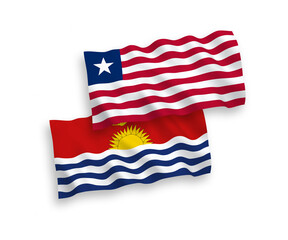 Flags of Republic of Kiribati and Liberia on a white background