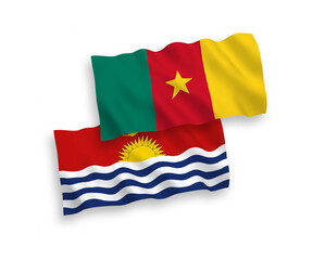 Flags of Republic of Kiribati and Cameroon on a white background