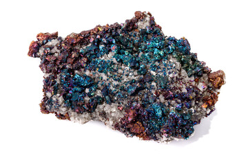 Macro mineral stone  Chalcopyrite on a white background
