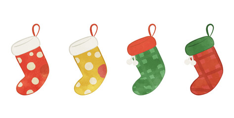 Christmas stocking illustration set Polka dots and check Ver