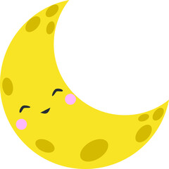 Vector half-moon icon with smiling face