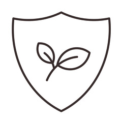 Shield leaves plants environment protect defense save vector sign symbol icon illustration design