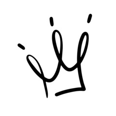 Hand drawn crown isolated on white background. Simple corona illustration.