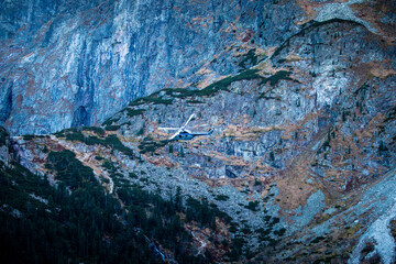 Rescue helicopter in Tatra mountains, Poland