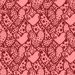 Fototapeta na wymiar vector seamless pattern of hearts with Valentine's Day 14 February. Background for invitations, wallpaper, wrapping paper and scrapbooking