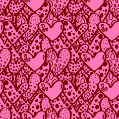 vector seamless pattern of hearts with Valentine's Day 14 February. Background for invitations, wallpaper, wrapping paper and scrapbooking