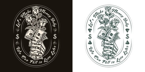 Money vintage monochrome label