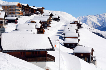 Fiescheralp car free resort in Bernese Alps situated above Fiesch on height 2,212 metres,...