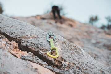 a carabiner for climbing.