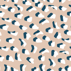 Abstract leopard skin vector seamles pattern.  irregular brush spots and  backgrounds. Abstract wild animal skin print. Simple irregular geometric design.