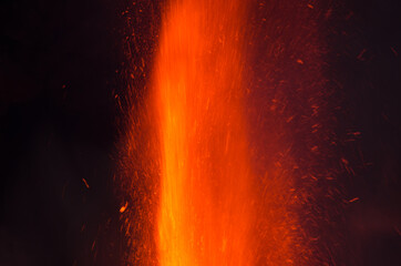 Volcanic eruption flare-up. Cumbre Vieja Natural Park. La Palma. Canary Islands. Spain.