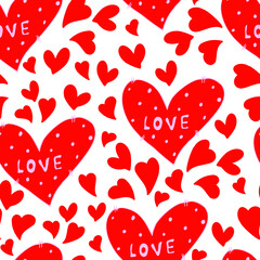 vector seamless pattern of hearts with Valentine's Day 14 February. Background for invitations, wallpaper, wrapping paper and scrapbooking
