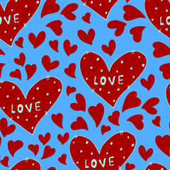 vector seamless pattern of hearts with Valentine's Day 14 February. Background for invitations, wallpaper, wrapping paper and scrapbooking