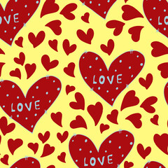 vector seamless pattern of hearts with Valentine's Day 14 February. Background for invitations, wallpaper, wrapping paper and scrapbooking
