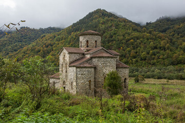 Old, abandoned temple in the Caucasus.