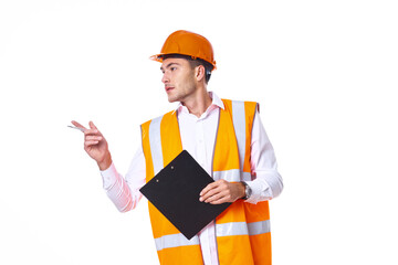man in orange hard hat engineer work professionals construction