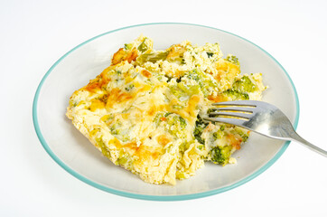 Omelet with broccoli, healthy food. Studio Photo