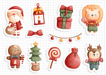 Christmas woodland animal sticker, scrapbook.
