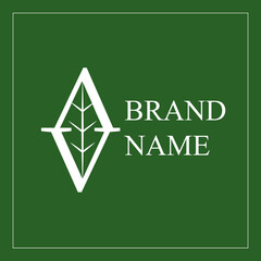 an image of a leaf with veins in a monogram. elegant logo for your brand