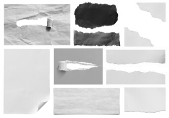 pieces of torn paper texture background with copy space for text
