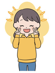 ダブルピースする女の子
