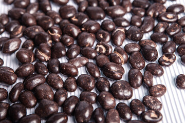 Assortment of delicious chocolate candies background. Chocolate candy isolated 