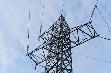 High voltage electrical towers. High voltage power lines.