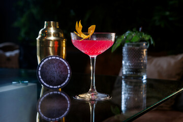 Alcohol classic cocktails in the bar