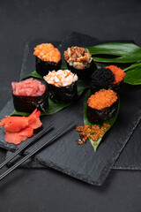 sushi rolls, for cafe, black, sushi set, set, for cafe © artykhovphoto