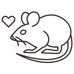 Mouse heart cruelty free not tested on animals vector sign symbol icon illustration