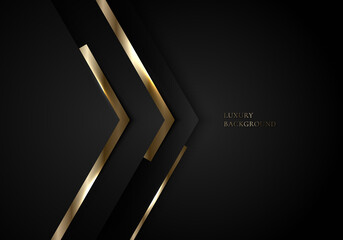 Abstract modern template design 3D black and gold arrow with lighting on dark background luxury style