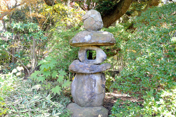 Fototapeta premium 石灯籠と猫