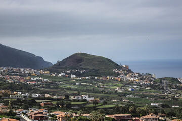 Obraz premium View on La Orotava - is one of most beautiful areas in northern part of Tenerife. Orotava Valley stretches from the sea up to mountains. La Orotava, Tenerife, Canary Islands, Spain.