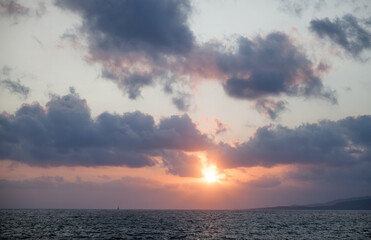 Sunset seascape. Propriano, Corsica, France