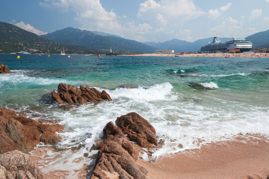 Propriano coastal view on a sunny summer day, landscape of Corsica