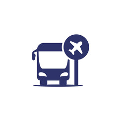 bus transfer to airport icon on white