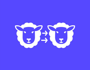 cloning icon with a sheep, vector