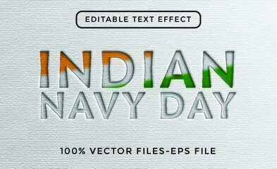 indian navy day text. editable text effect premium vectors