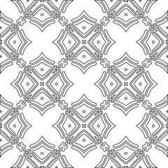 floral pattern background.Repeating geometric pattern from striped elements.   Black and white pattern.