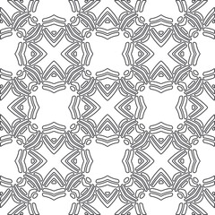 floral pattern background.Repeating geometric pattern from striped elements.   Black and white pattern.