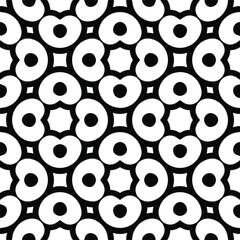 Vector seamless pattern. Modern stylish texture. Composition from regularly repeating geometrical element. Monochrome, simple. Vector illustrations. Black and white pattern.
