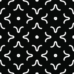 Vector seamless pattern. Modern stylish texture. Composition from regularly repeating geometrical element. Monochrome, simple. Vector illustrations. Black and white pattern.