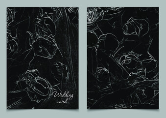 Luxury Wedding Invitation Print, Black Roses
