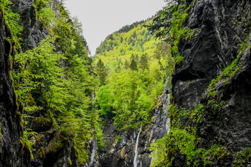 Meiringen, Aareschlucht, Schlucht, Aare, Felsen, Wasserfall, Kalkstein, Haslital, Fluss, Wanderweg, Alpen, Berner Oberland, Fr&uuml;hling, Sommer, Schweiz