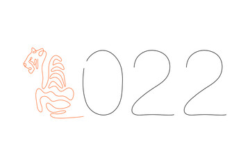 One line tiger 2022 design silhouette. Hand drawn minimalism style vector illustration.