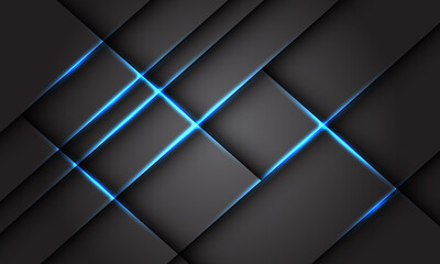 Fototapeta na wymiar Abstract blue light square geometric black shadow on grey design modern futuristic technology backgound vector