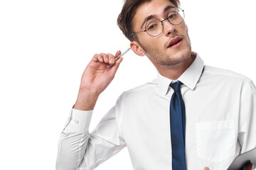 businessmen documents work office professional light background